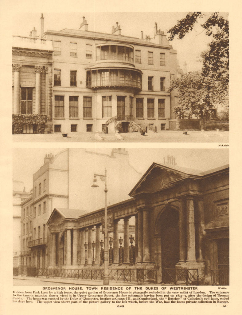 Grosvenor House, Duke of Westminster residence. Picture gallery 1926 old print